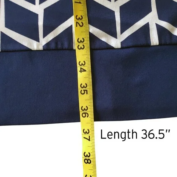 Donna Morgan Career Dress Blue & White Abstract Print with Self Tie Size 4 - Picture 12 of 16